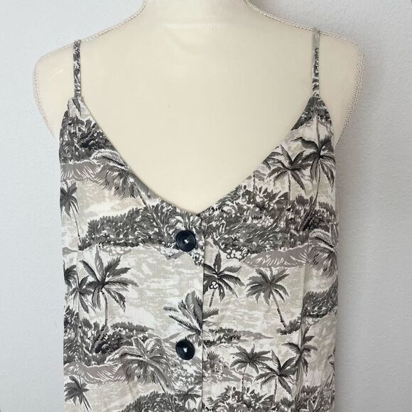 Volcom Gray & White Tropical Palm Tree Vacay Me Sleeveless Mini Dress XL NEW - Picture 5 of 13